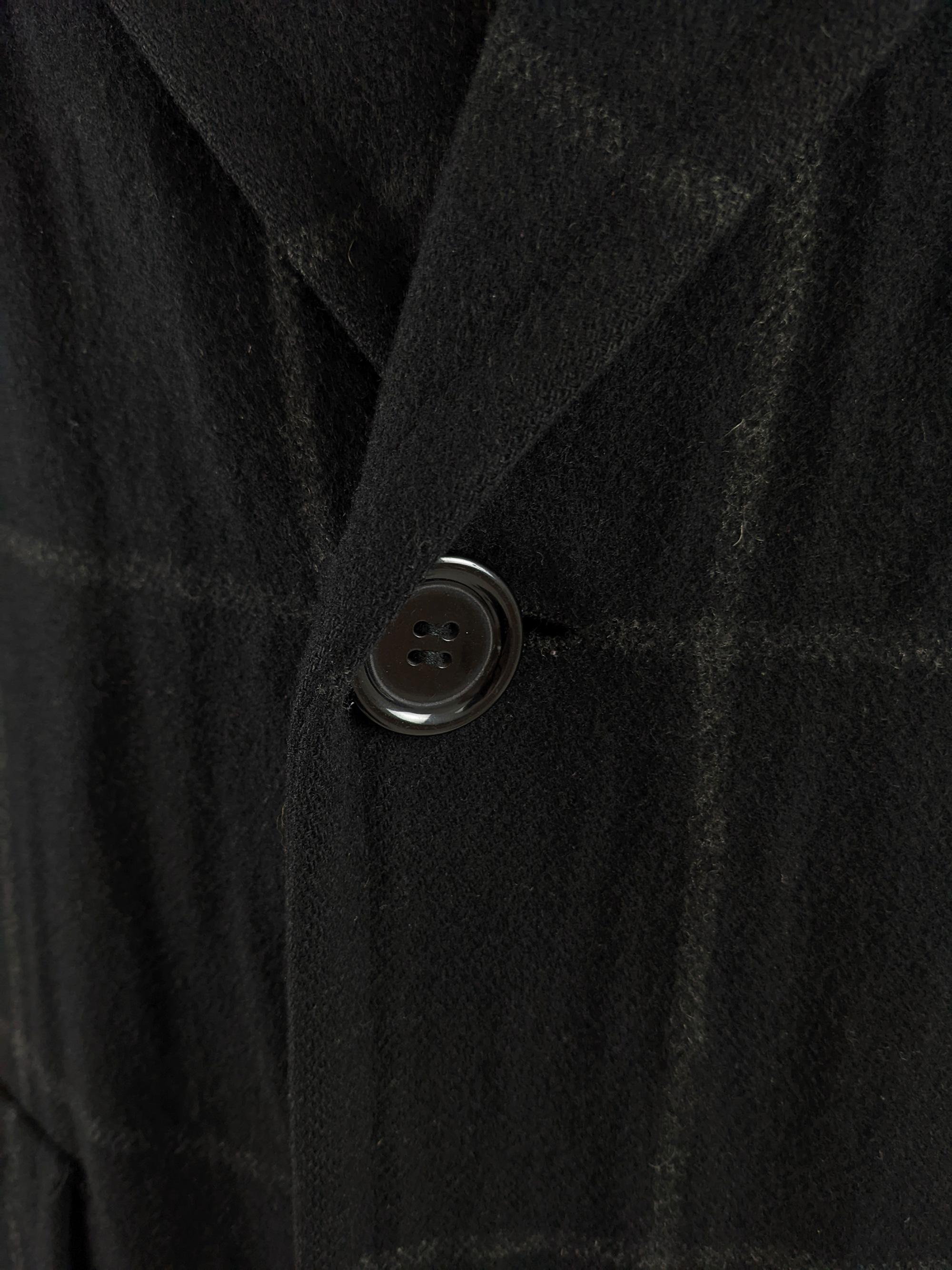 Harrods Vintage Mens 1980s Black Italian Virgin Wool Check Overcoat Coat 50R 1