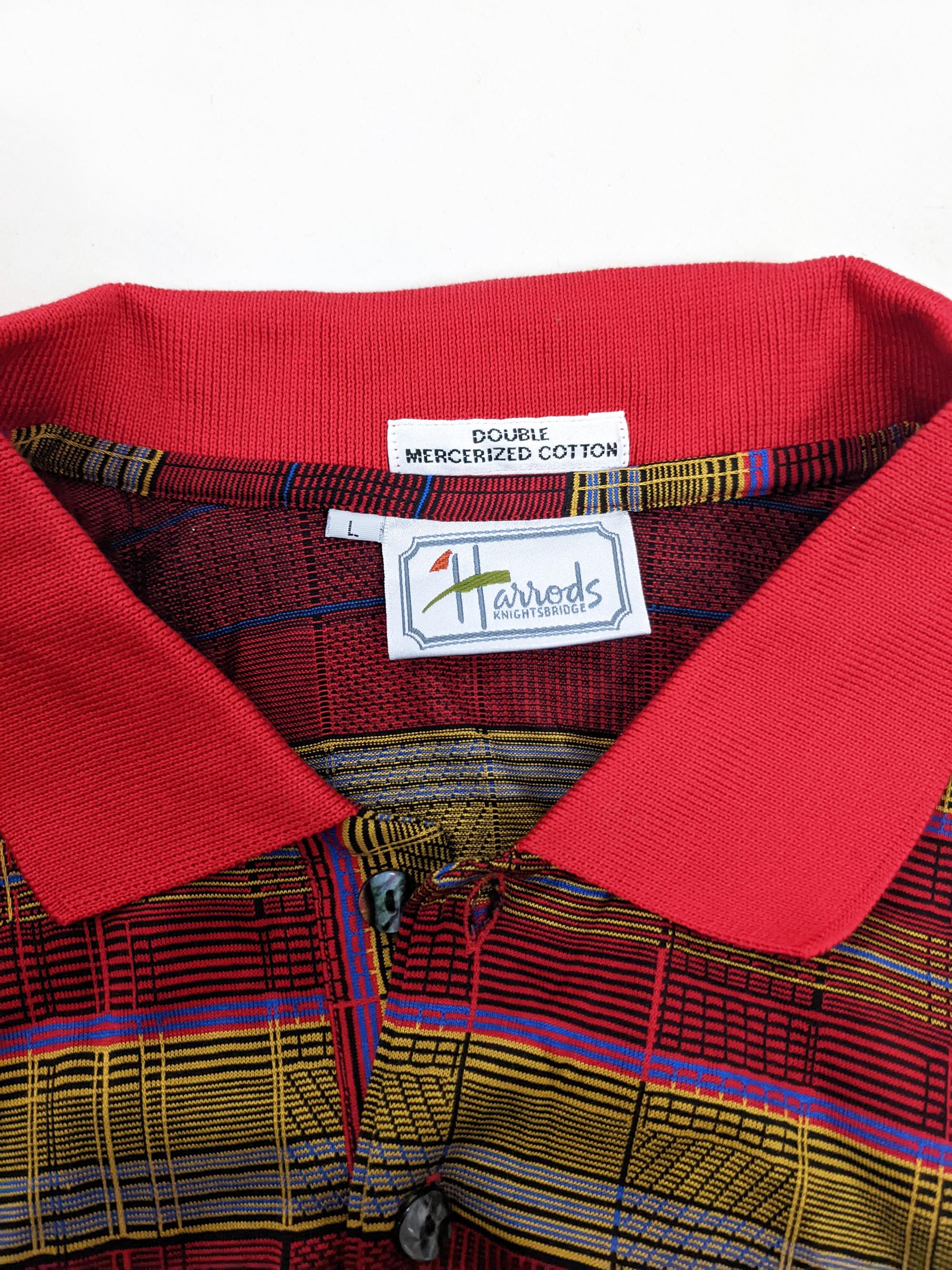 Men's Harrods Vintage Mens Double Mercerised Cotton Short Sleeve Polo Shirt, 1980s For Sale