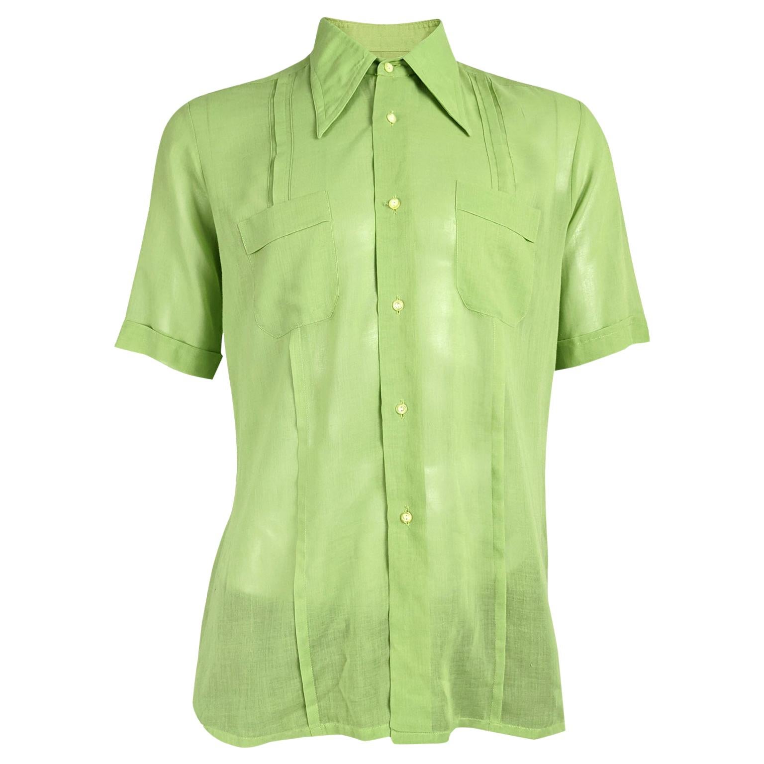 Harrods Vintage Mens Sheer Green Shirt, 1960s For Sale at 1stDibs