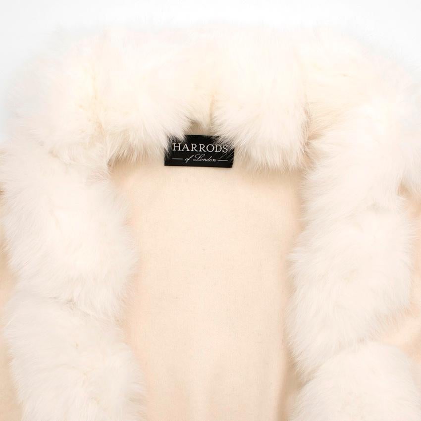 Harrods White Cashmerere Fox Fur Trim Cape In Excellent Condition In London, GB