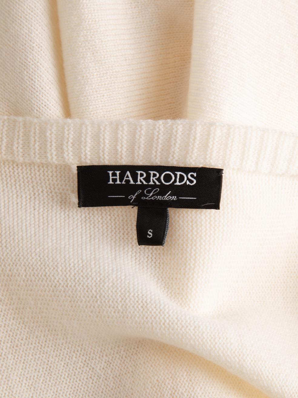 Harrods Women's Cream Knit Jumper with Embellished Sleeves In New Condition In London, GB