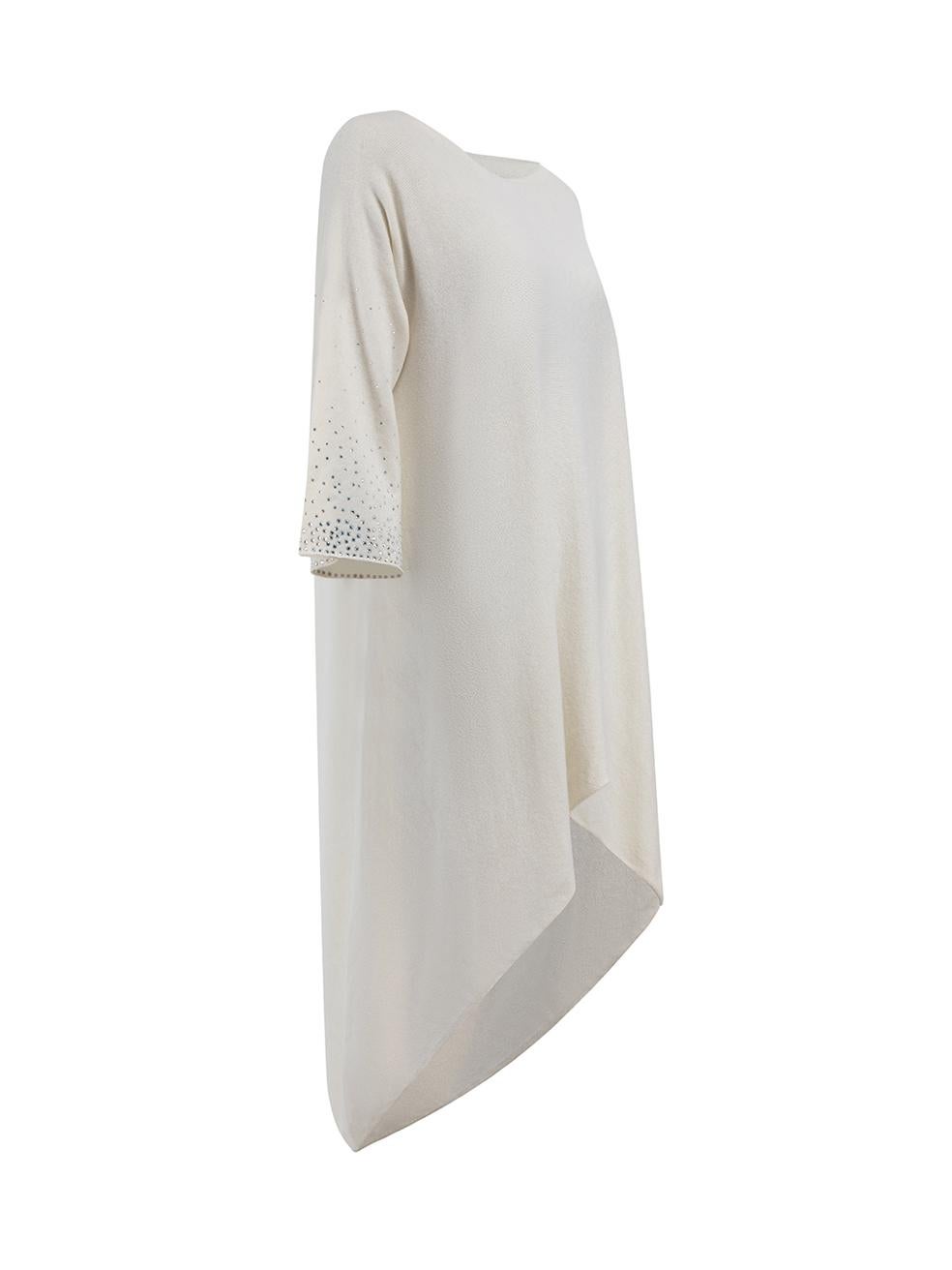 Harrods Women's Cream Knit Jumper with Embellished Sleeves 1