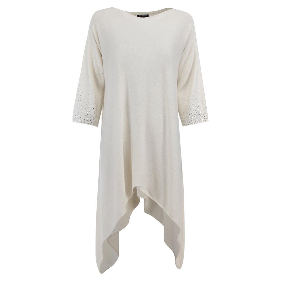 Harrods Women's Cream Knit Jumper with Embellished Sleeves