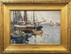 Harbor Scene with Boats & Fishermen