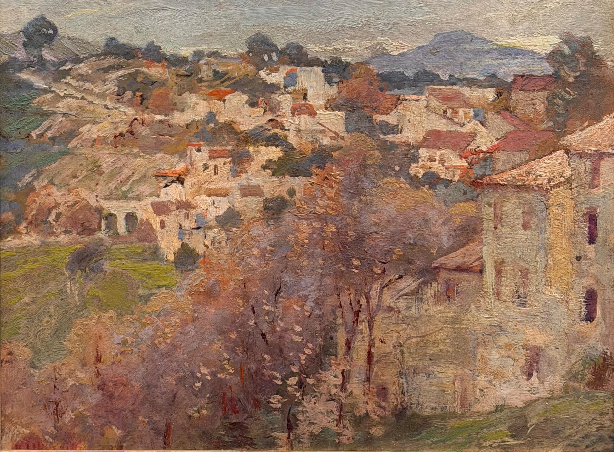 Harry A. Vincent, „French Hill Town“, Landschaftsbild im Stil des amerikanischen Impressionismus
