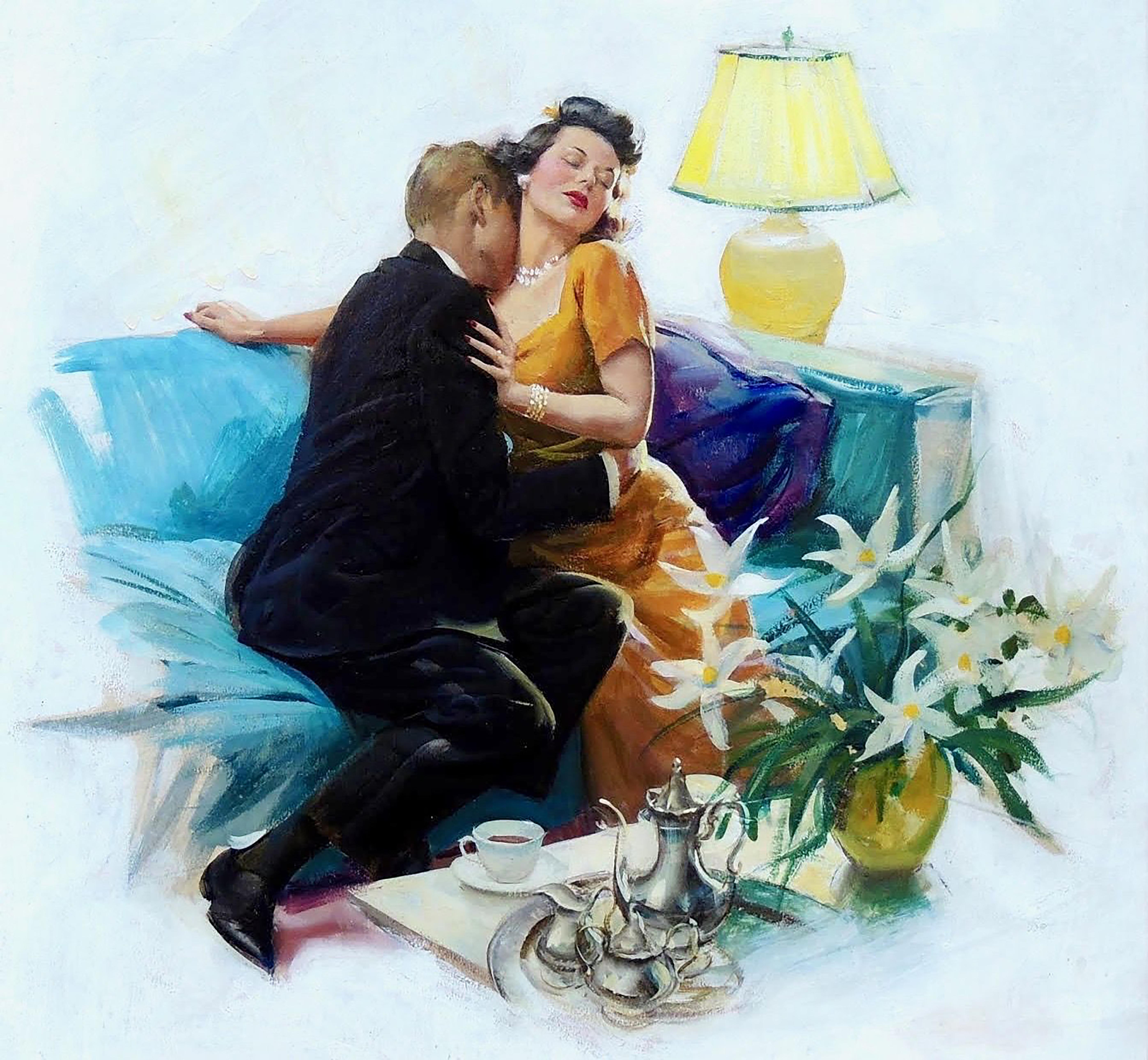 Harry Anderson Figurative Painting - Love After Sunset, American Magazine, August 1942