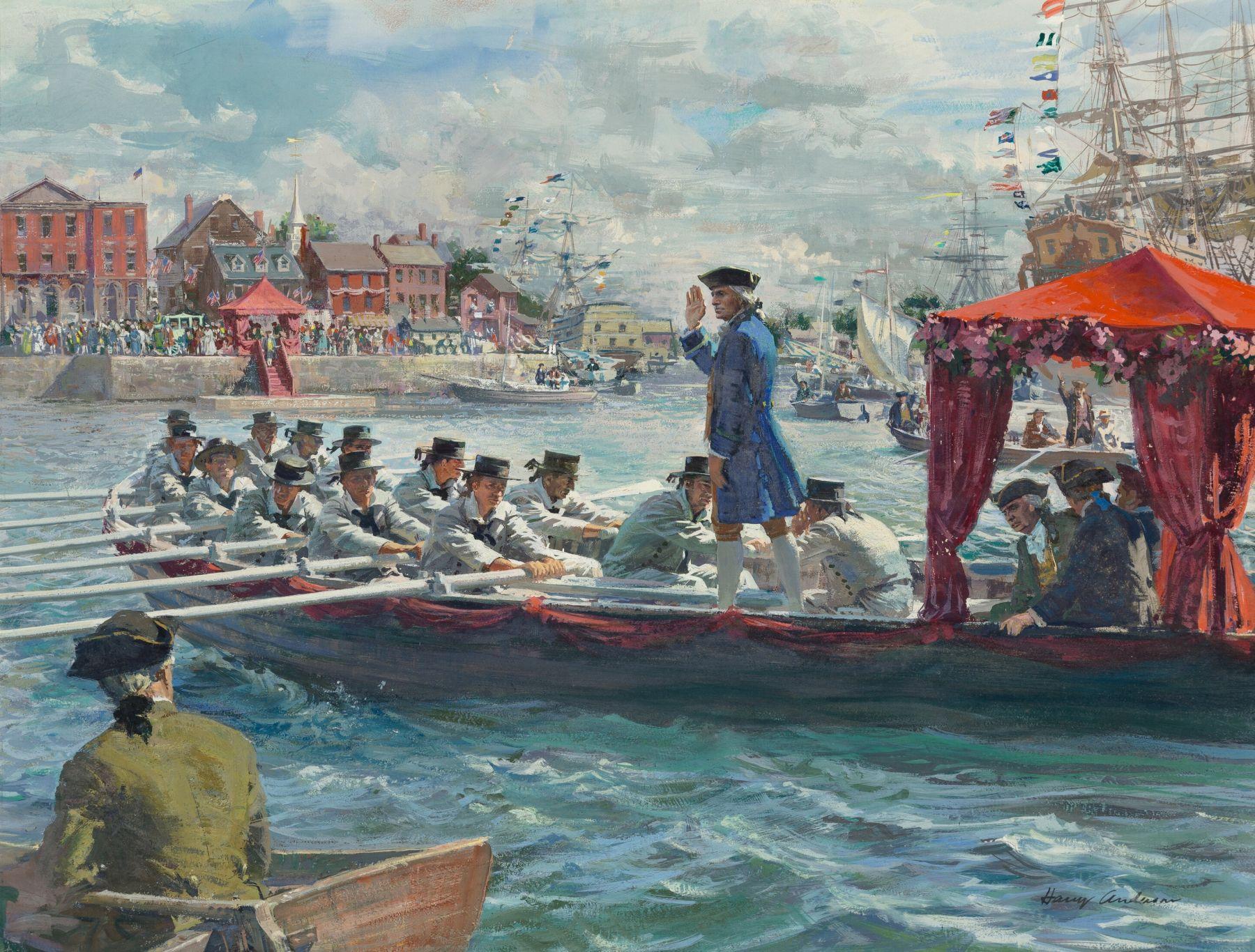 Figurative Painting de Harry Anderson - Nueva York da la bienvenida al Presidente electo, Grandes momentos de la historia de Estados Unidos