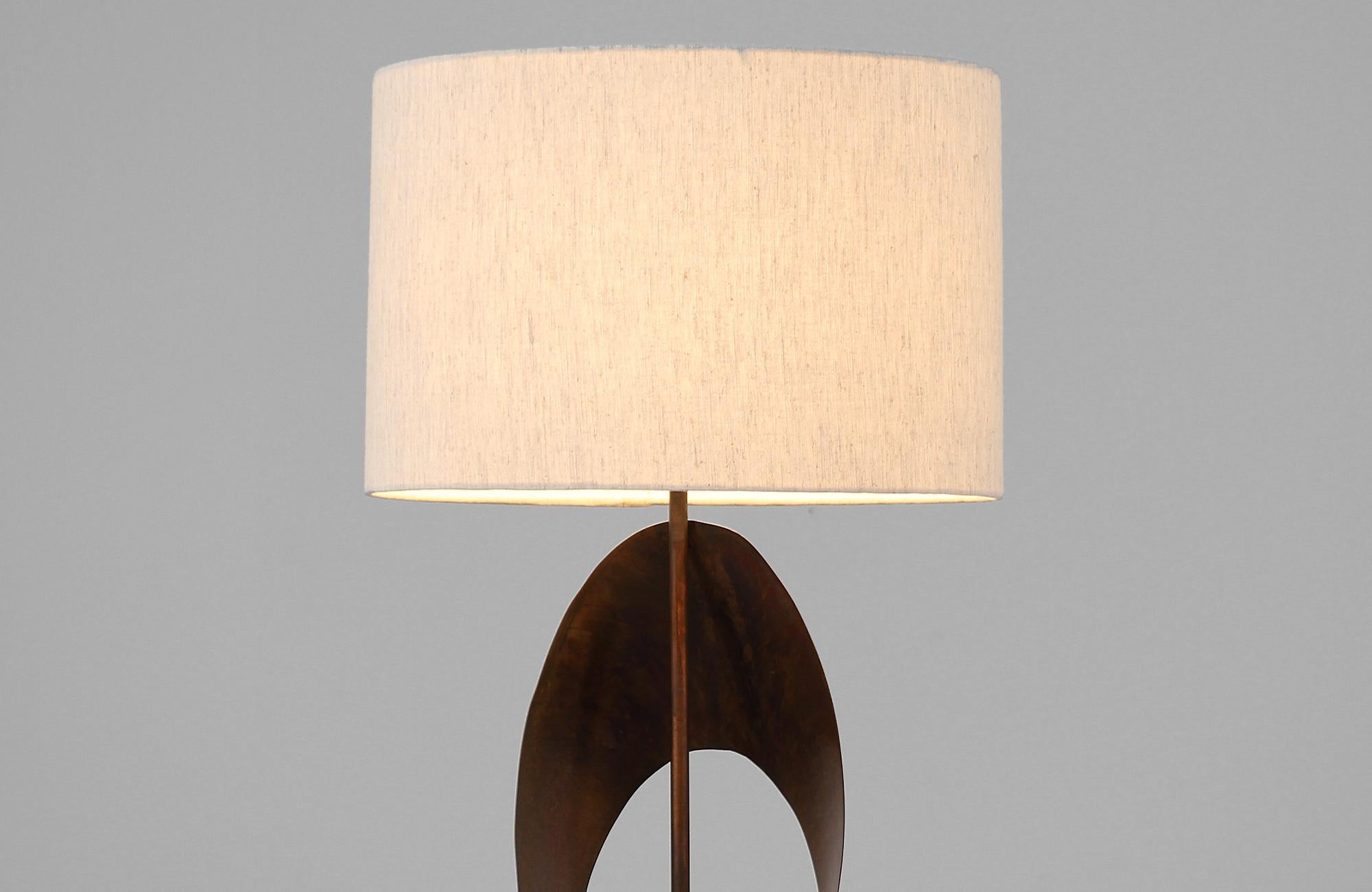 Mid-20th Century Harry Balmer Brutalist Metal Ribbon Table Lamp for Laurel