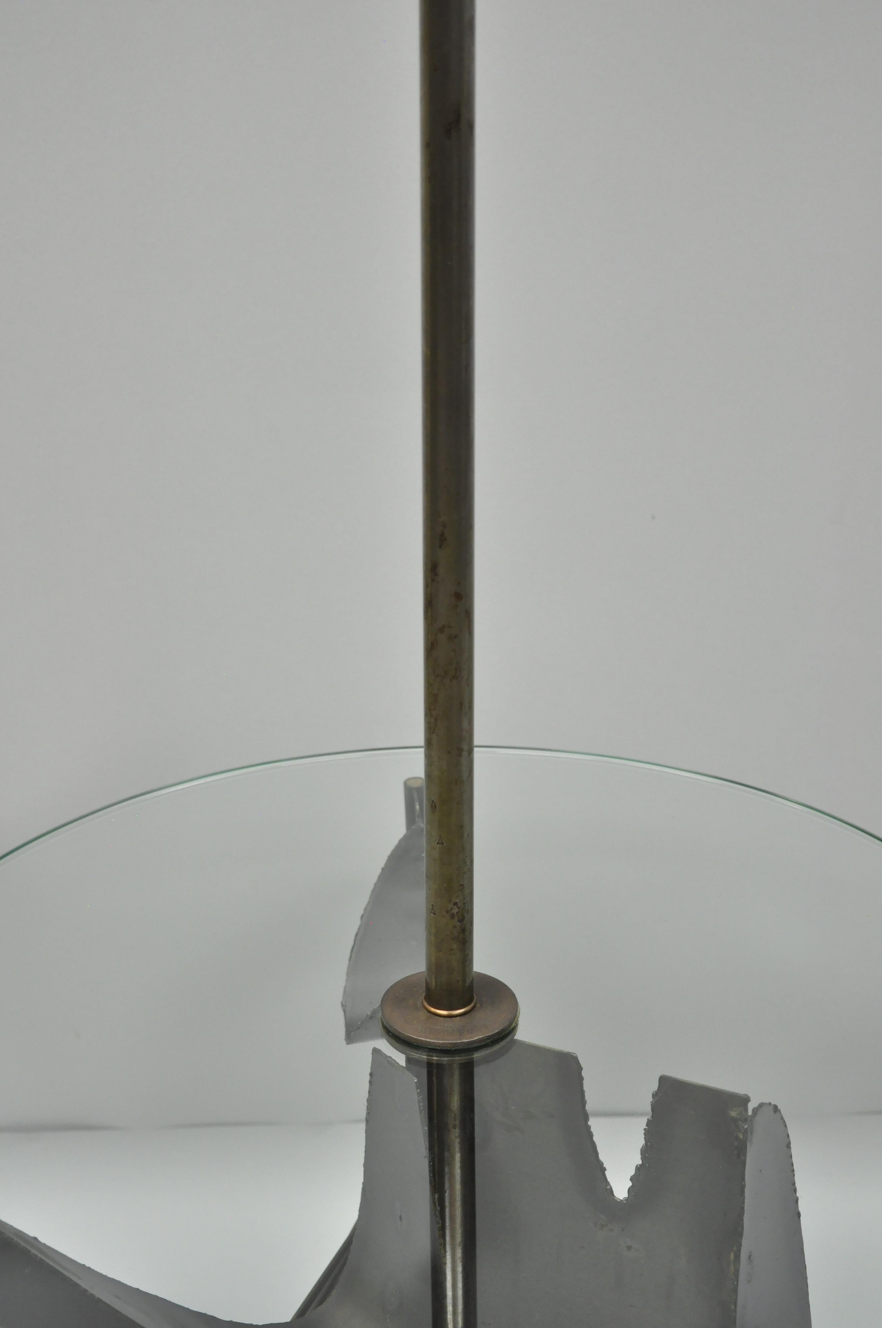 Harry Balmer für Laurel Brutalistische Stehlampe aus Stahl, runder Glas-Beistelltisch (Brutalismus) im Angebot