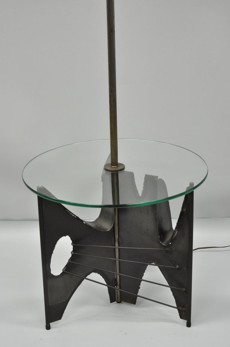 Harry Balmer for Laurel Brutalist Floor Lamp Steel Round Glass Side End ...