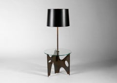 Harry Balmer para Laurel, Lámpara de pie brutalista con mesa, Estados Unidos, década de 1960