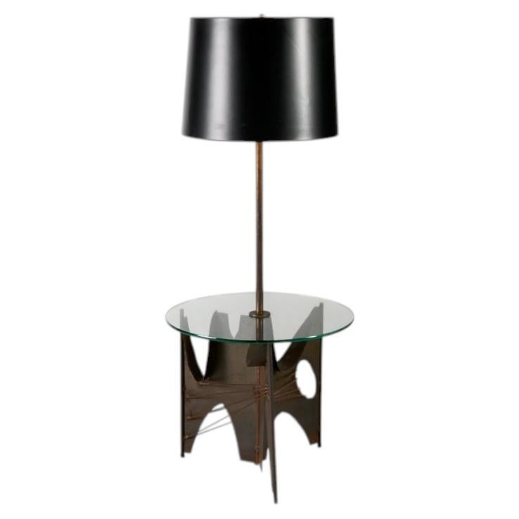 Harry Balmer for Laurel, Brutalist Floor Lamp with Table, United States, 1960s For Sale
