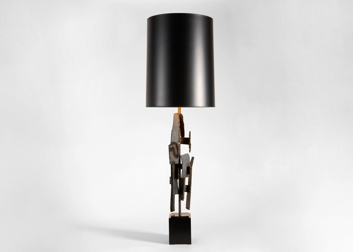 Harry Balmer for Laurel, Torch-cut Steel Lamp, United States, 1960s For Sale