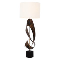 Lampe de table en métal brutaliste Harry Balmer "Ribbon" pour Laurel