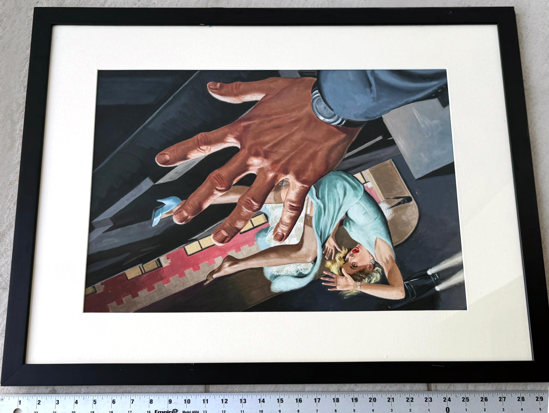 Sexy Blond Falls from Window - Noir Pulp Art For Sale 7