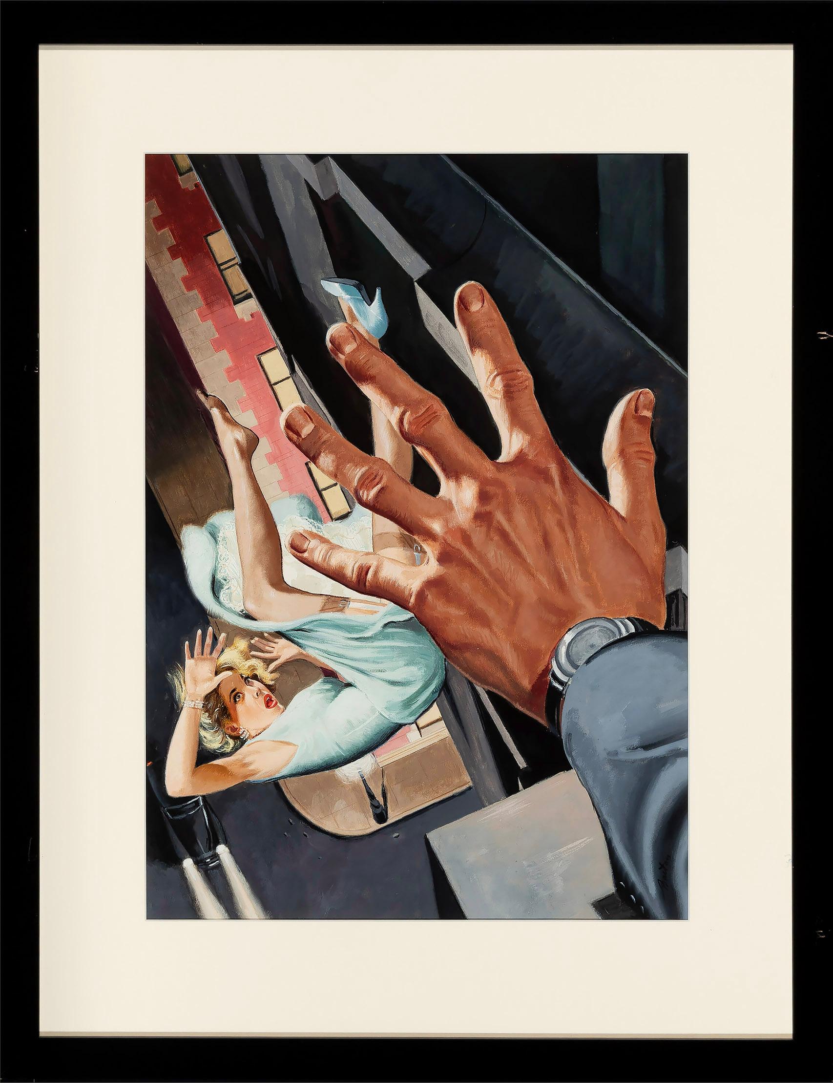 Sexy Blond Falls from Window - Noir Pulp Art For Sale 1