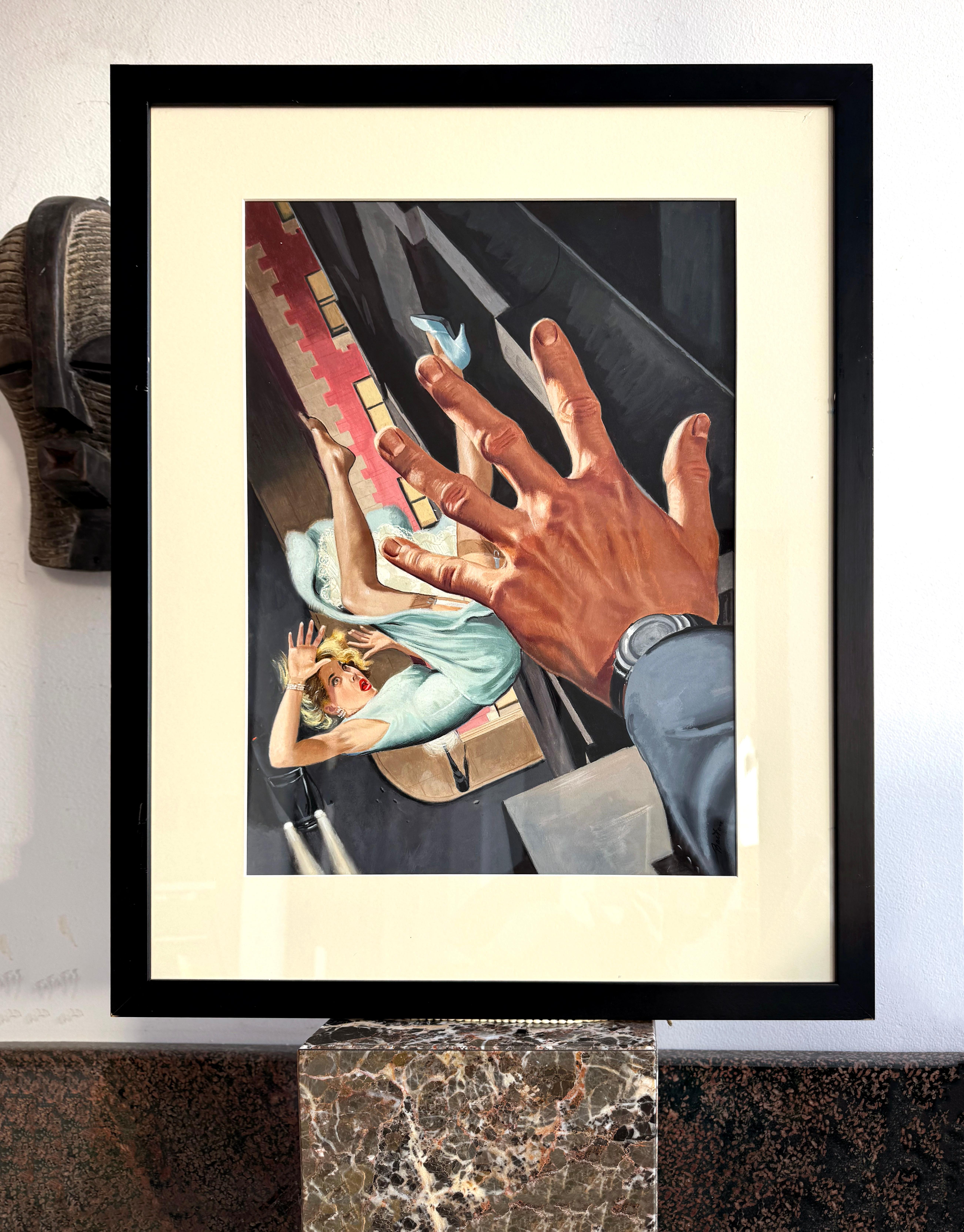 Sexy Blond Falls from Window - Noir Pulp Art For Sale 3