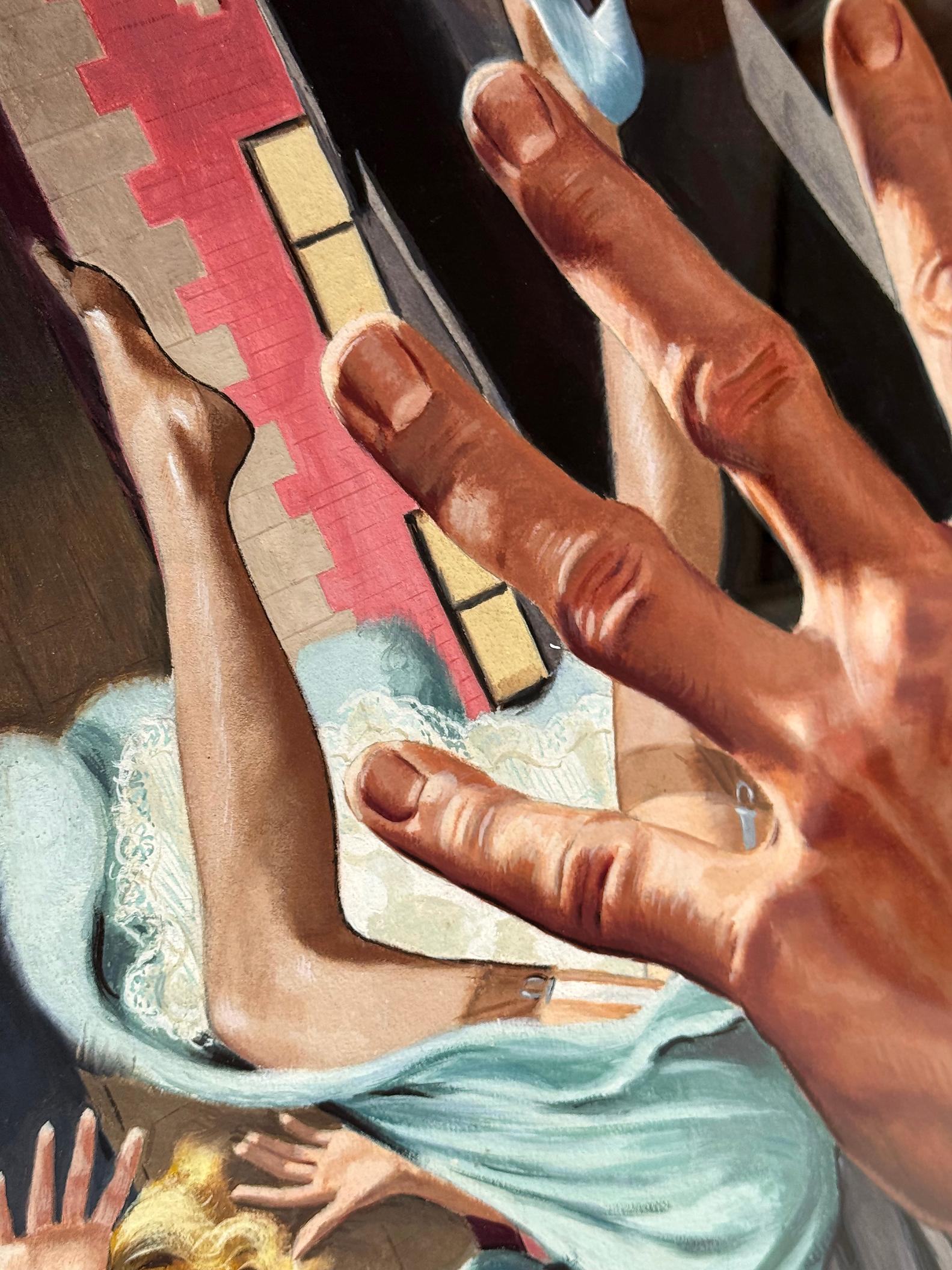 Sexy Blond Falls from Window - Noir Pulp Art For Sale 4