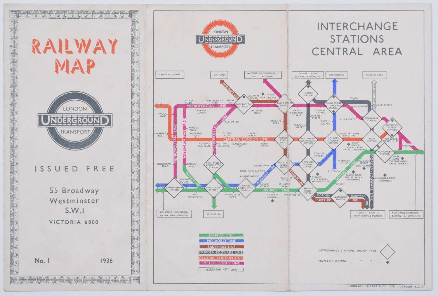 C.C. Beck Settembre 1933 Mappa tascabile della metropolitana di Londra (primo anno di emissione) - Print Grigio di Harry Beck