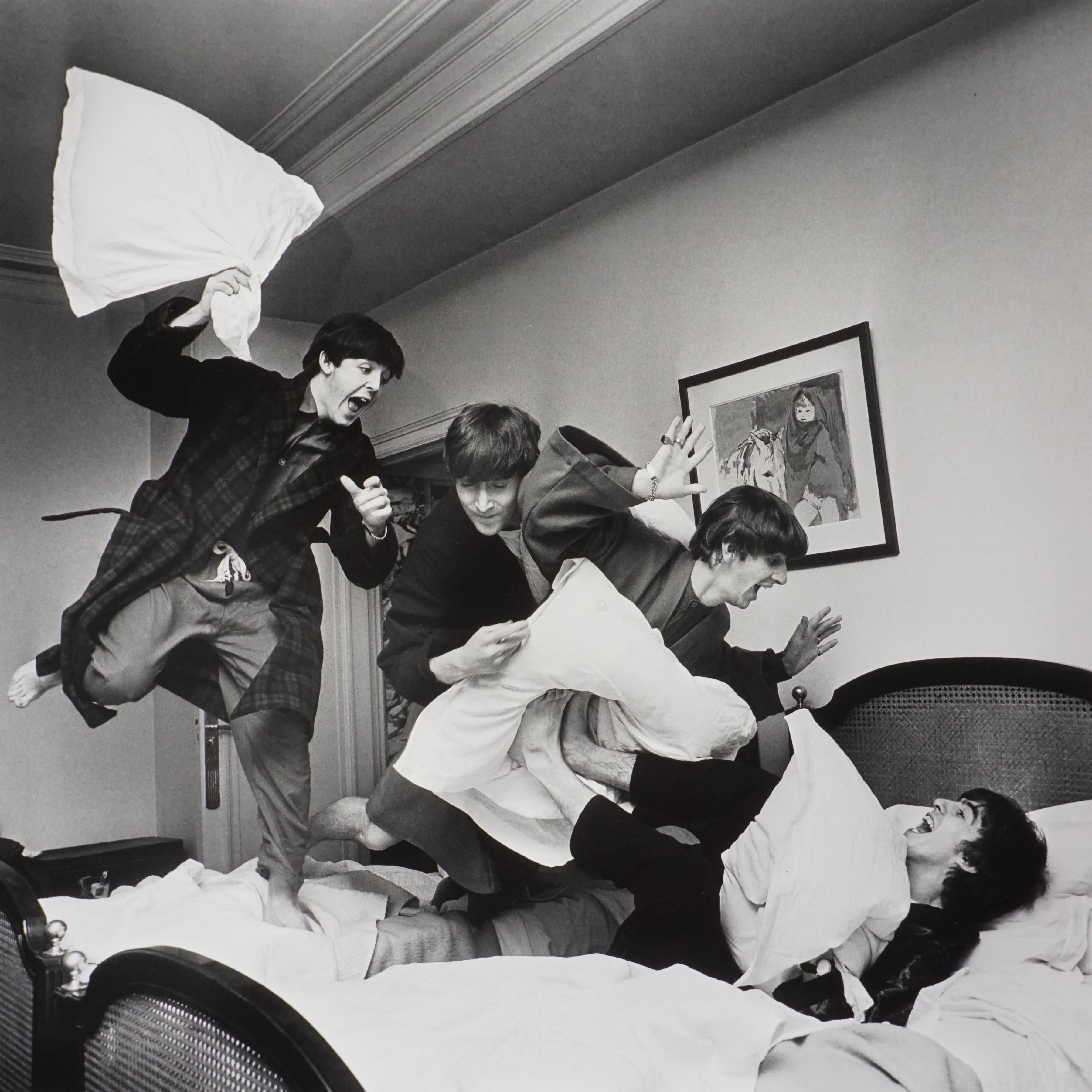 Harry Benson Black and White Photograph - Beatles Pillow Fight, Paris, 1964