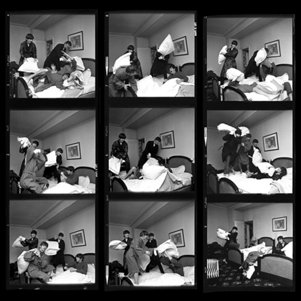 Harry Benson Black and White Photograph - Beatles Pillow Fight Times Nine