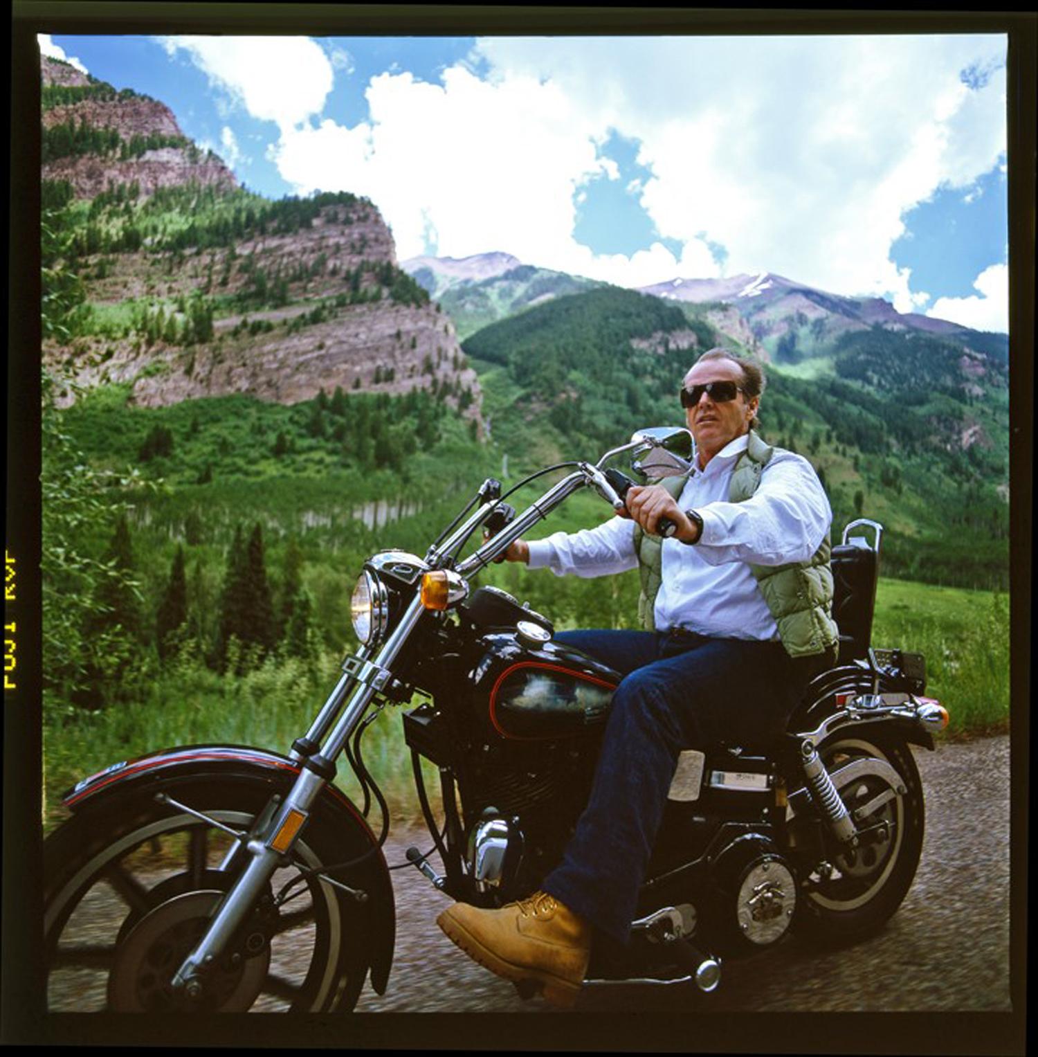 Harry Benson Color Photograph - Jack Nicholson, on the motorcycle, Aspen