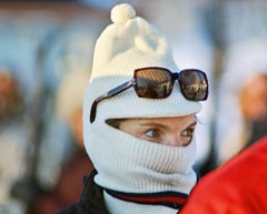 Jackie Kennedy with Ski Mask, Laurentian Mts., Canada