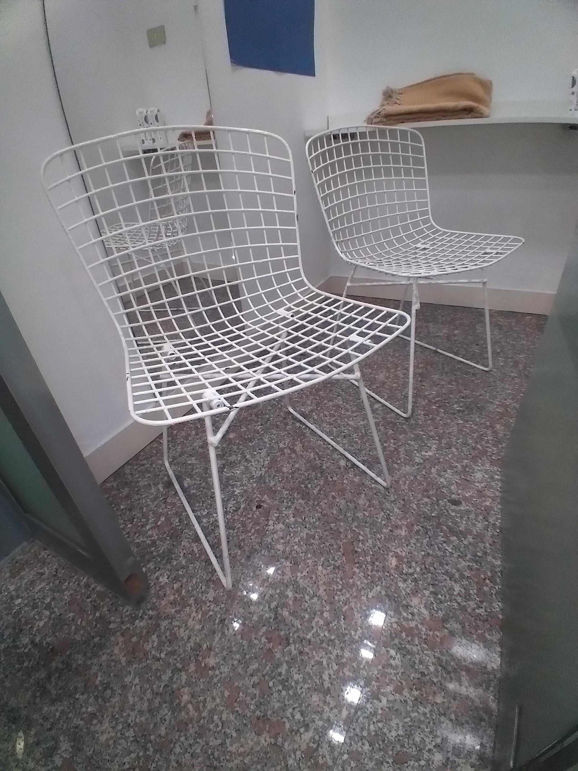 Harry Bertoia 2 chairs 1960 .This type of chair by architect Harry Bertoia is an icon of dedign.These two chairs are original and intact .They are suitable for any type of environment .They are well preserved .