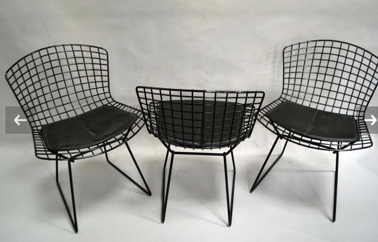 North American Harry Bertoïa 3 Black Chairs 