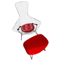 Retro Harry Bertoia, Bird Armchair and Ottoman, 1952