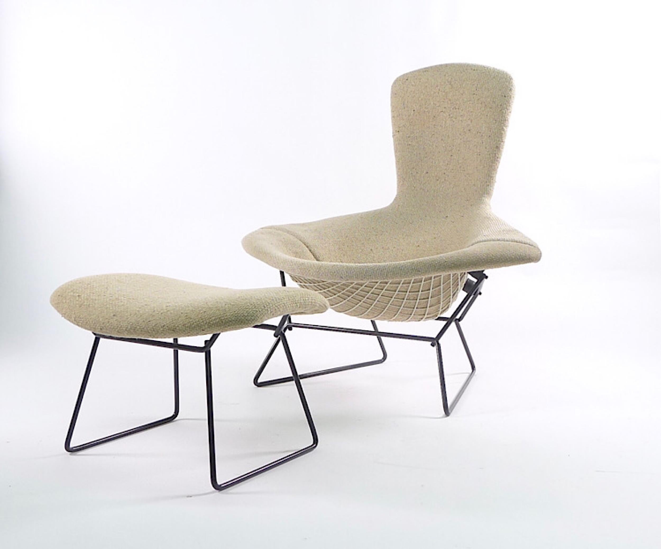 Mid-Century Modern Harry Bertoia Bird Chair and Ottoman, 1st Series, Made by Knoll International