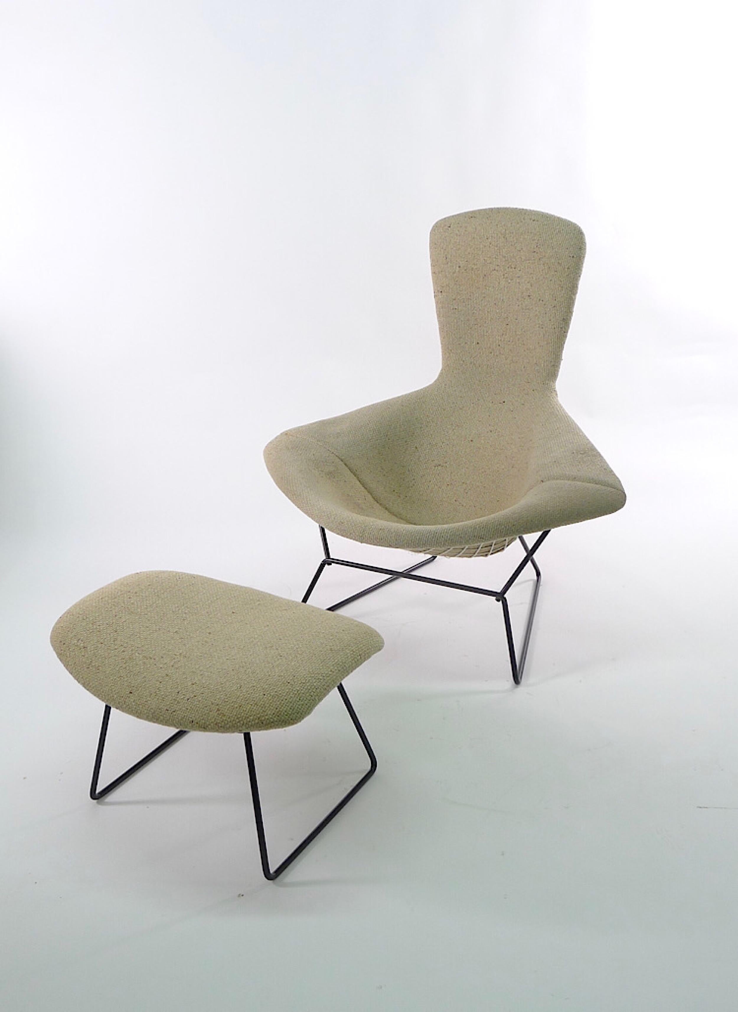 American Harry Bertoia Bird Chair and Ottoman, 1st Series, Made by Knoll International