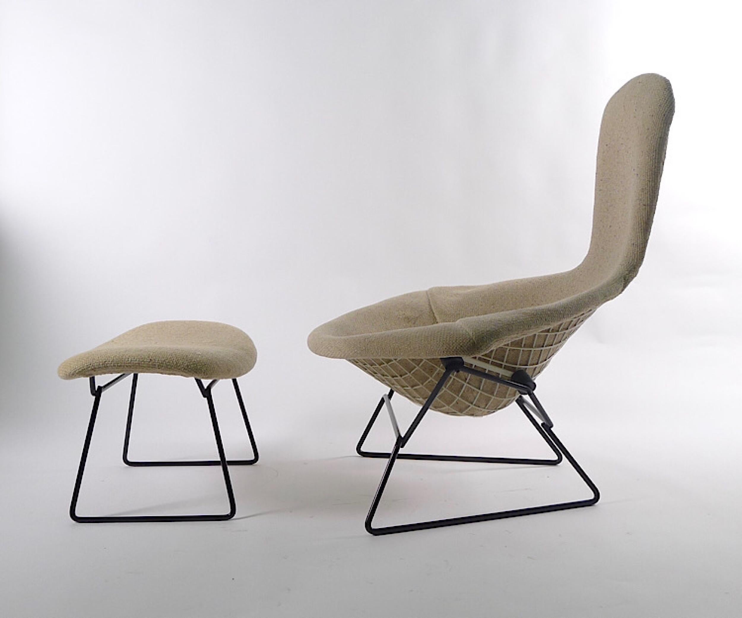 20th Century Harry Bertoia Bird Chair and Ottoman, 1st Series, Made by Knoll International
