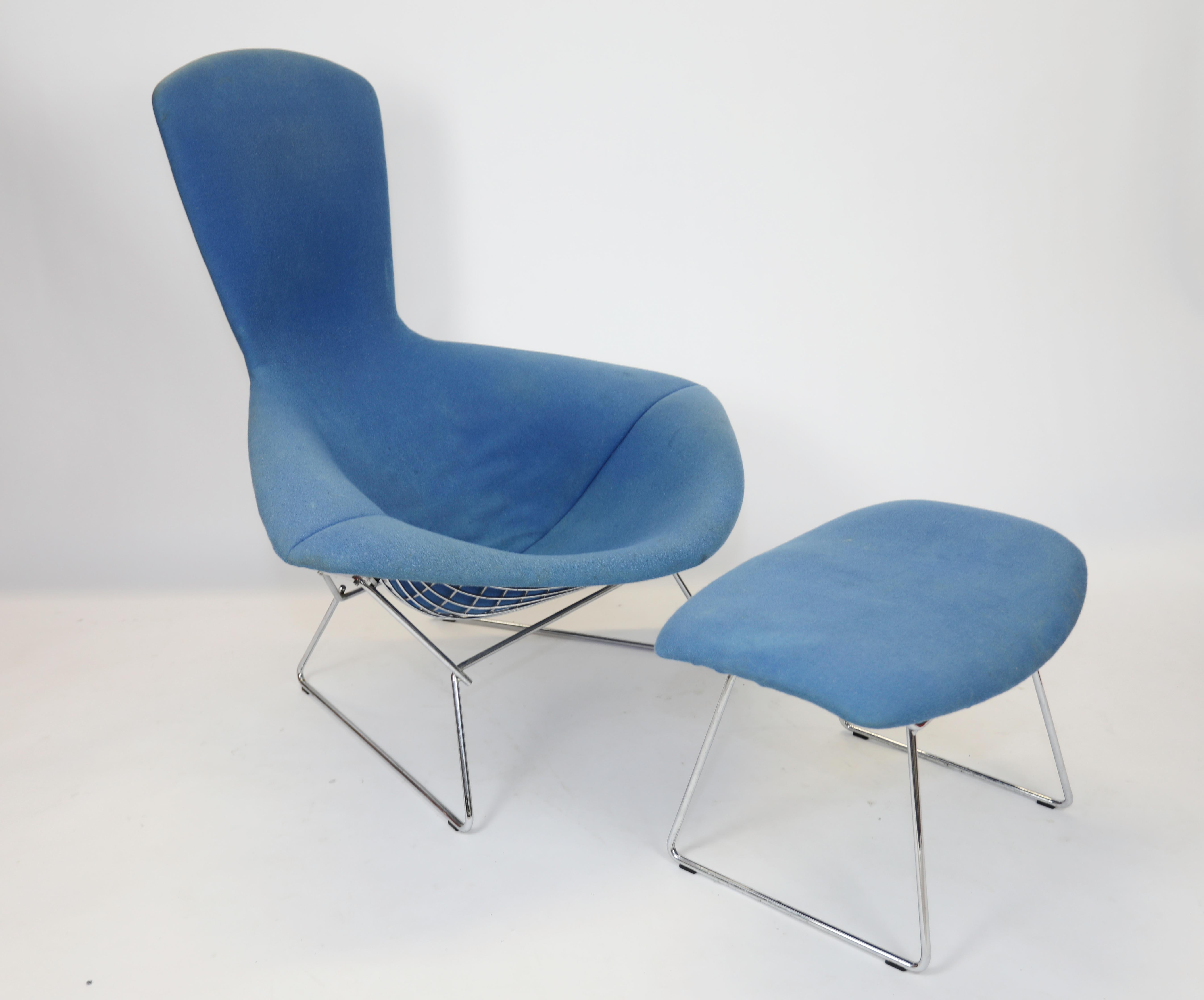 Harry Bertoia Bird Chair and Ottoman In Good Condition In West Palm Beach, FL