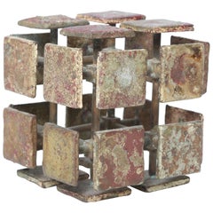 Harry Bertoia Bronze Multi-Plane Cube Sculpture