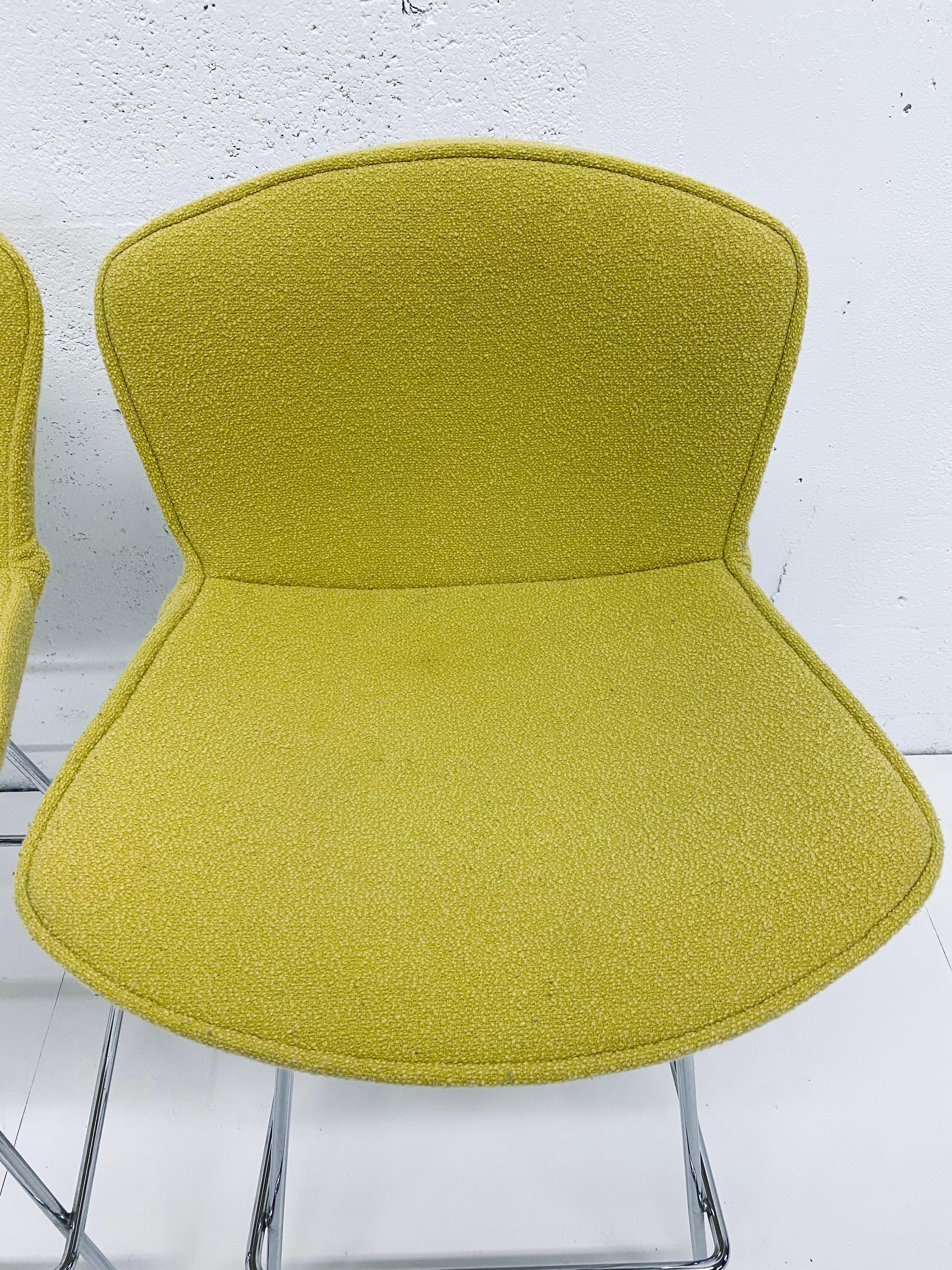 Harry Bertoia Chrome Bar Stools with Citron Yellow Covers for Knoll, a Pair In Good Condition In Miami, FL