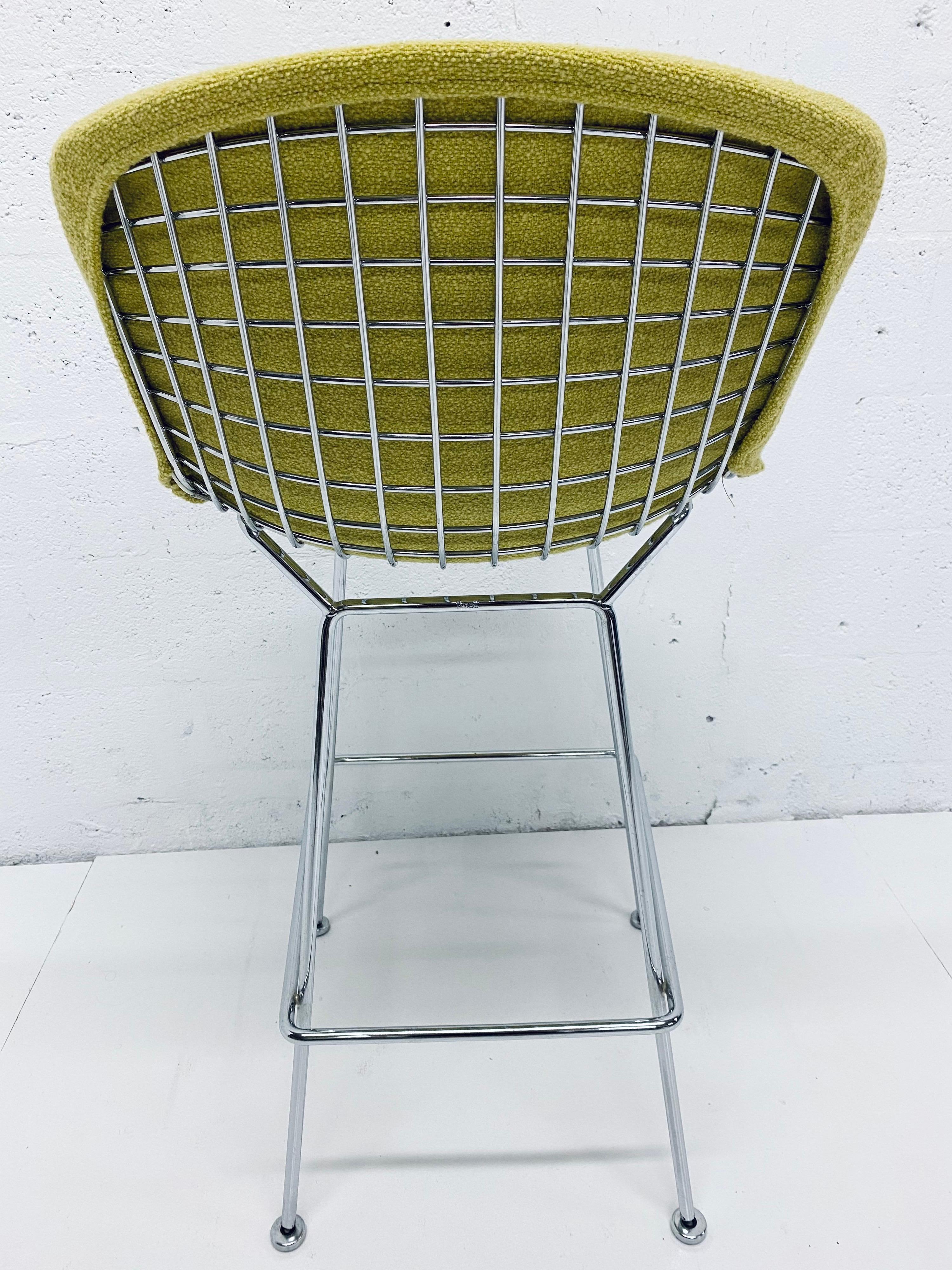 Harry Bertoia Chrome Bar Stools with Citron Yellow Covers for Knoll, a Pair 1