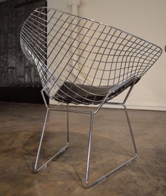 Harry Bertoia Chrome Diamond Chairs by Knoll with Black Seat Covers at  1stDibs