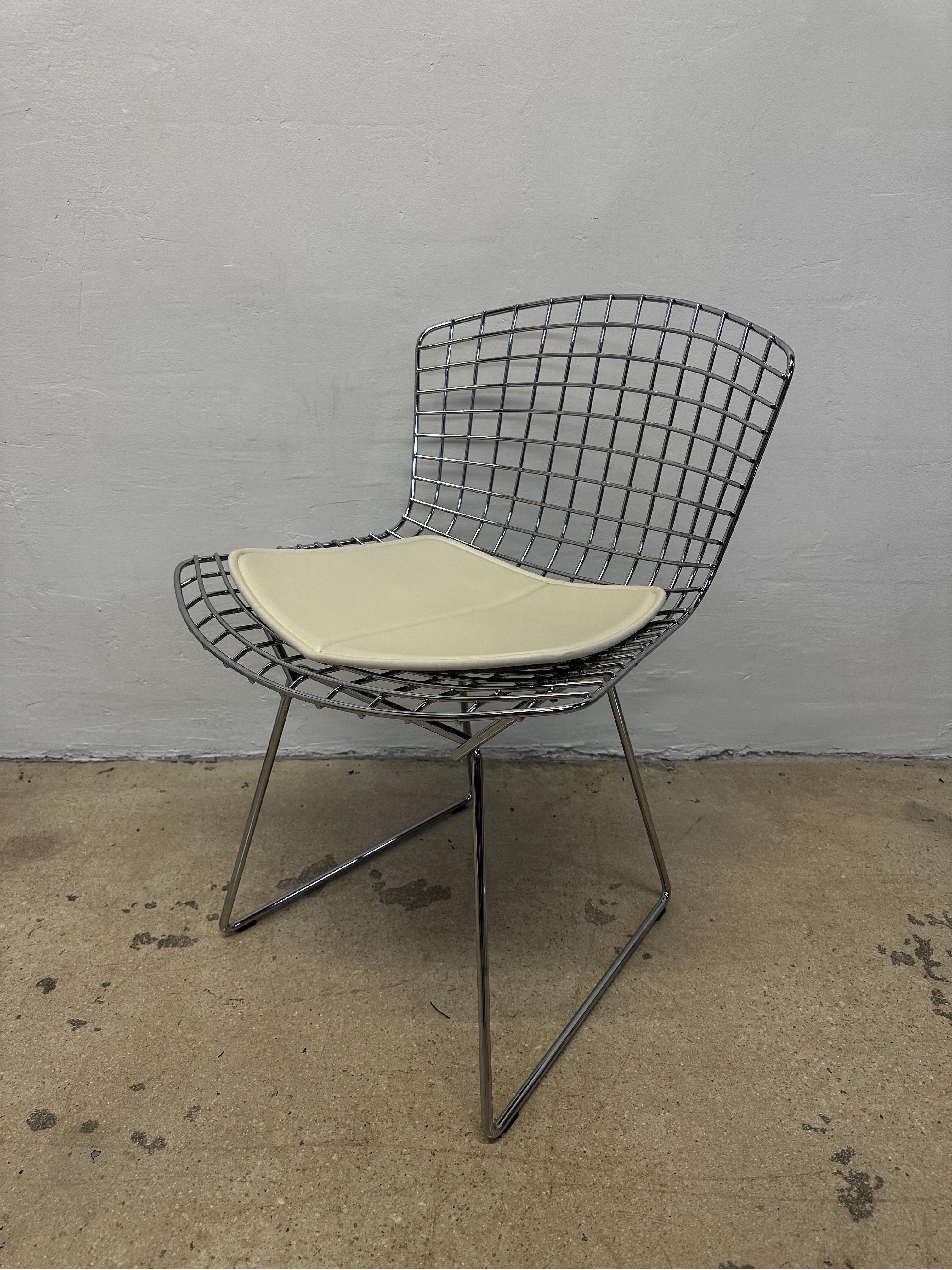 American Harry Bertoia Chrome Wire Dining Chairs With Cushions for Knoll - Set of Six