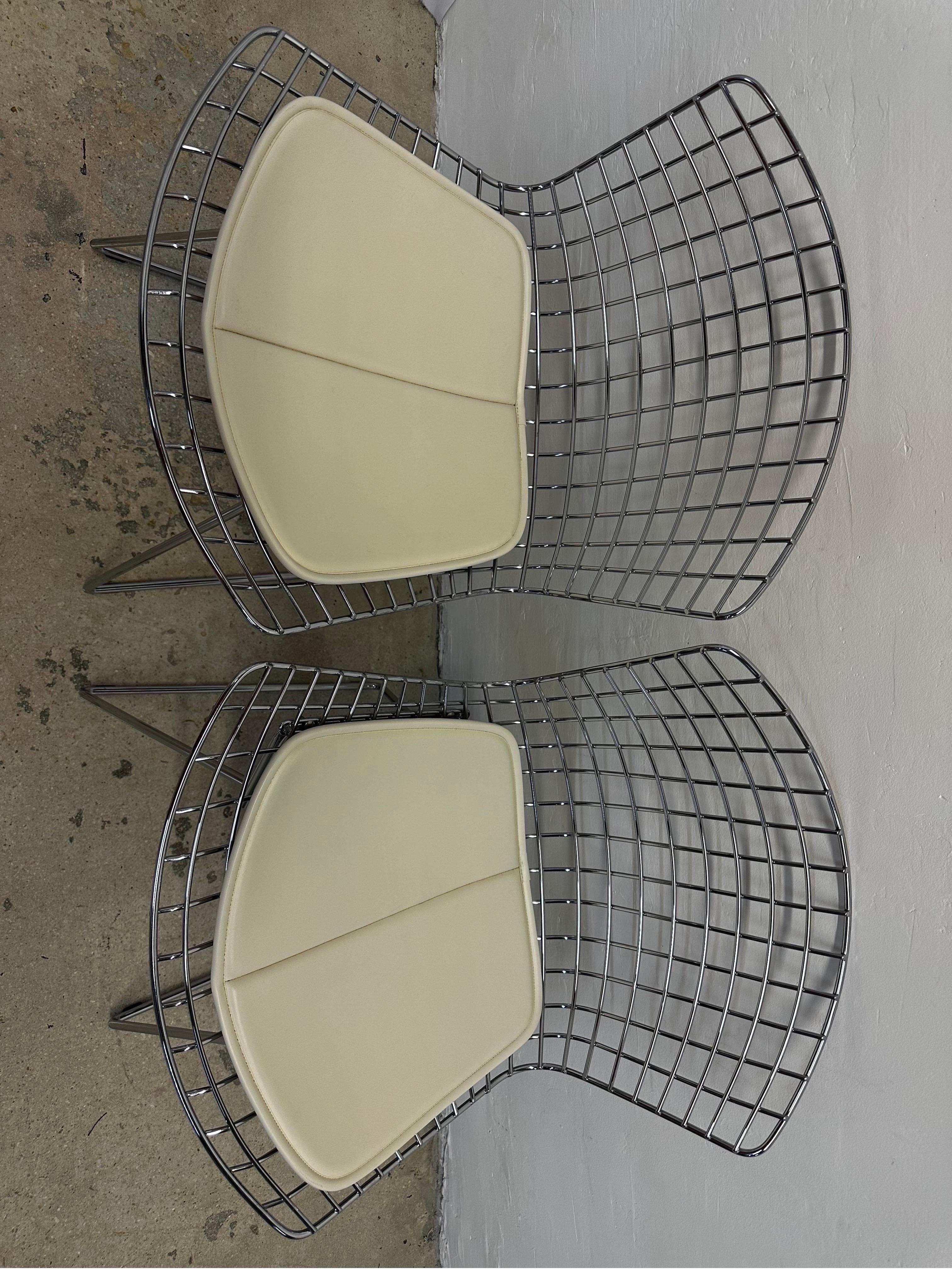 20th Century Harry Bertoia Chrome Wire Dining Chairs With Cushions for Knoll - Set of Six