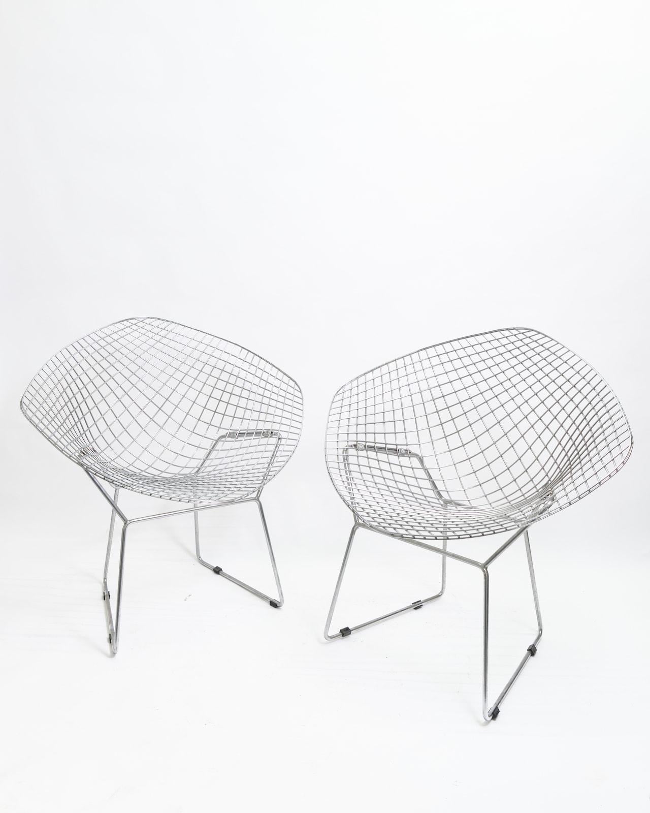 Italian Harry Bertoia 'Diamond' Armchair in Chromed Metal For Sale