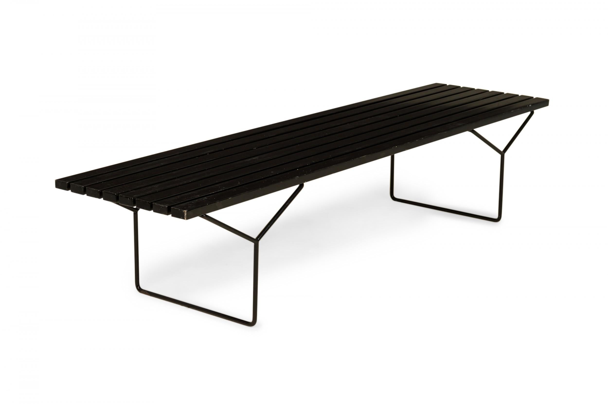 American Harry Bertoia for Knoll Associates Black Lacquered Slat Bench
