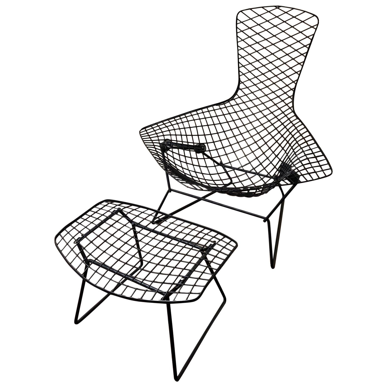 Harry Bertoia for Knoll Bird Chair and Ottoman Midcentury