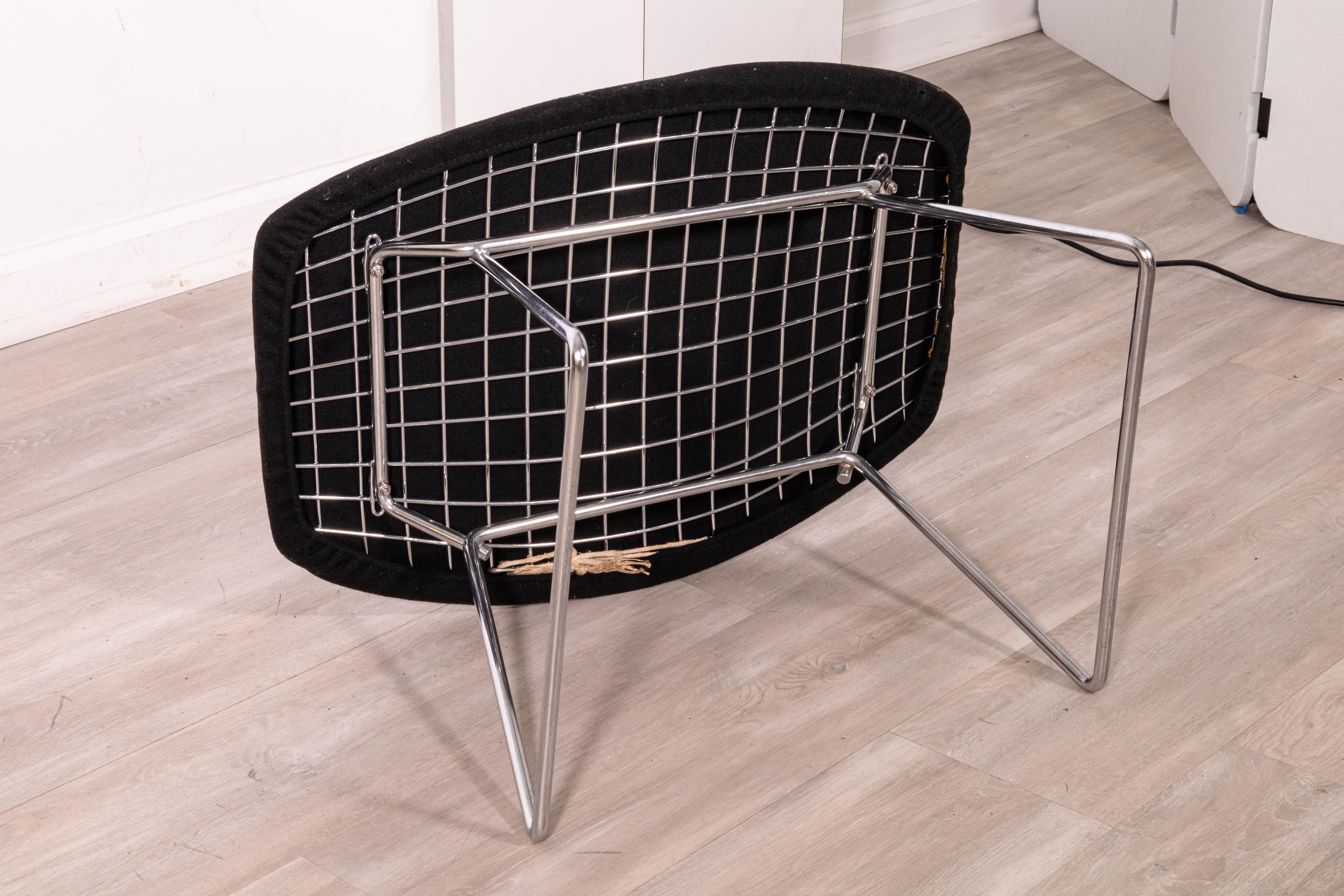 Harry Bertoia for Knoll Bird Chair & Ottoman with Black Upholstery Original 60s For Sale 5