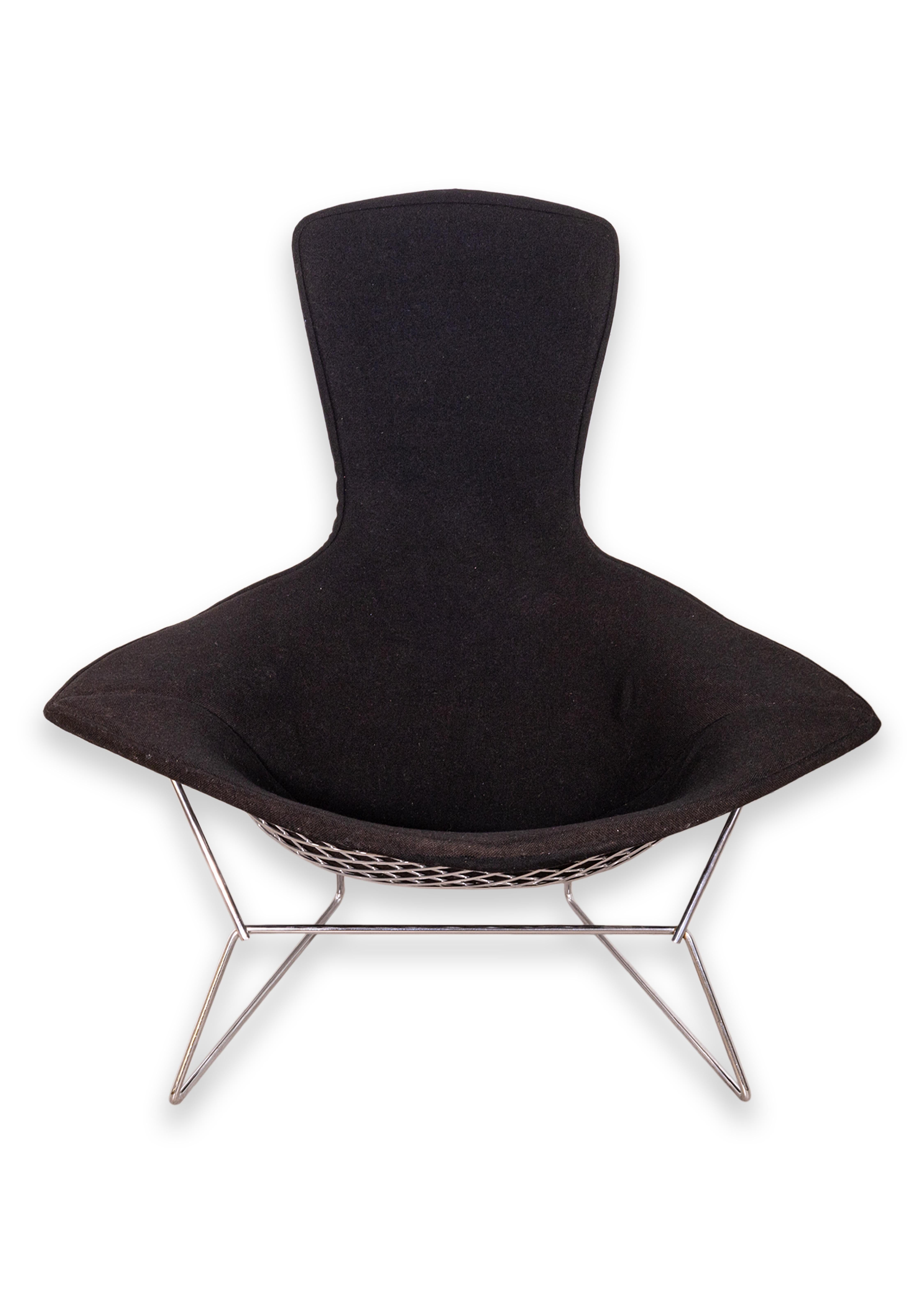 Mid-Century Modern Harry Bertoia for Knoll Bird Chair & Ottoman with Black Upholstery Original 60s en vente