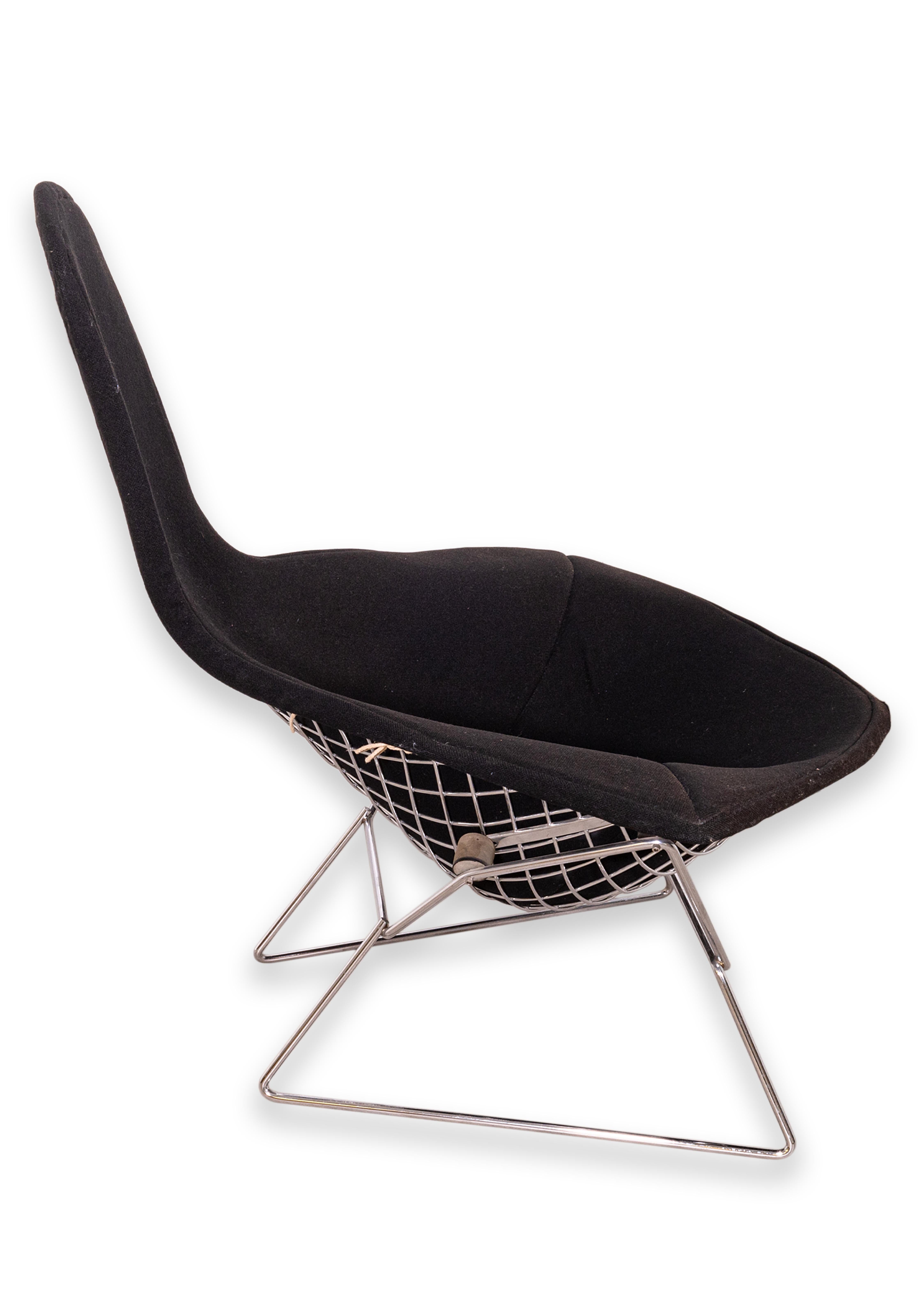 American Harry Bertoia for Knoll Bird Chair & Ottoman with Black Upholstery Original 60s For Sale