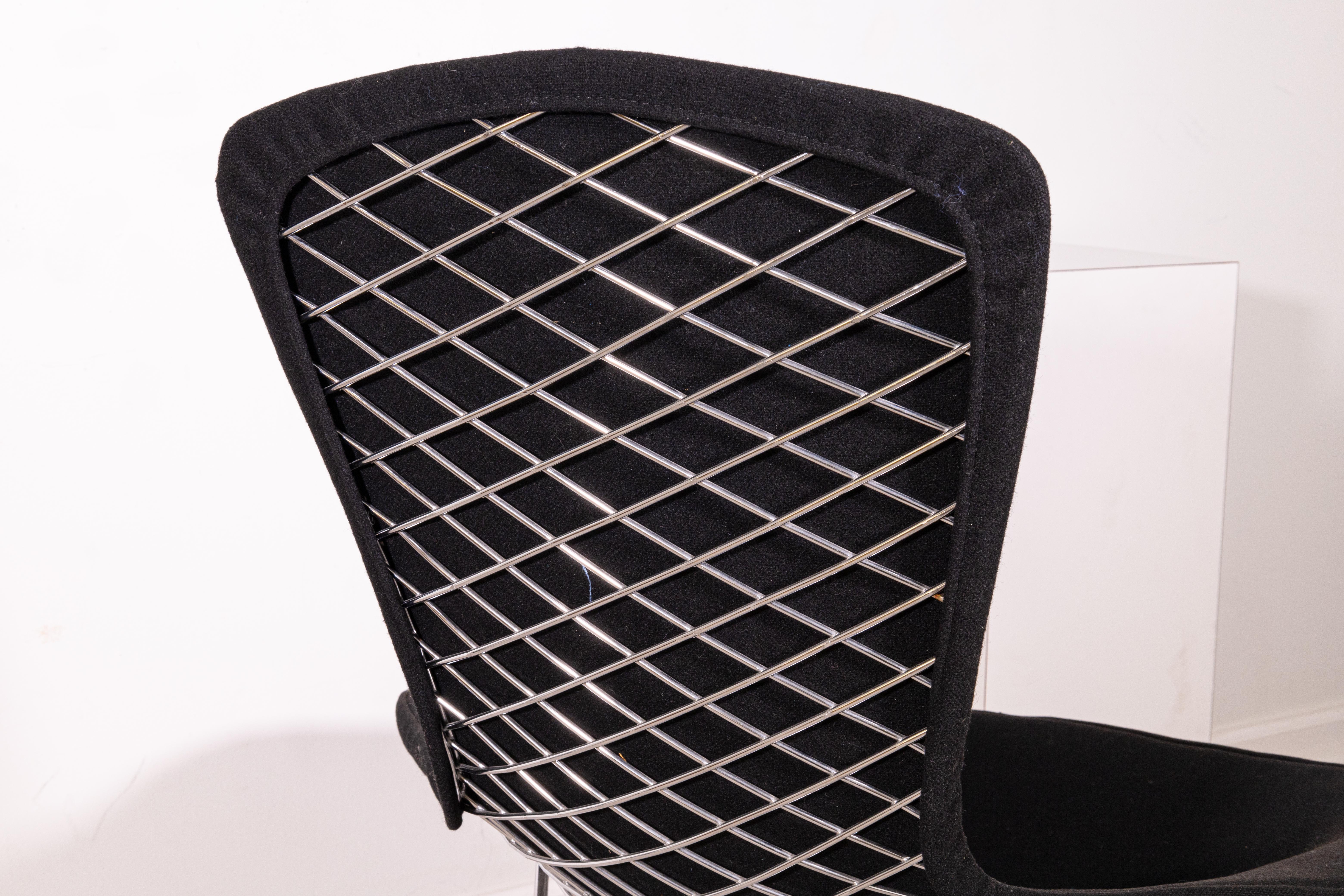 Harry Bertoia for Knoll Bird Chair & Ottoman with Black Upholstery Original 60s For Sale 1