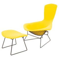 Fauteuil de salon et tabouret oiseau Harry Bertoia pour Knoll