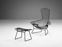 Harry Bertoia pour Knoll fauteuil de salon Bird avec ottoman en acier soudé