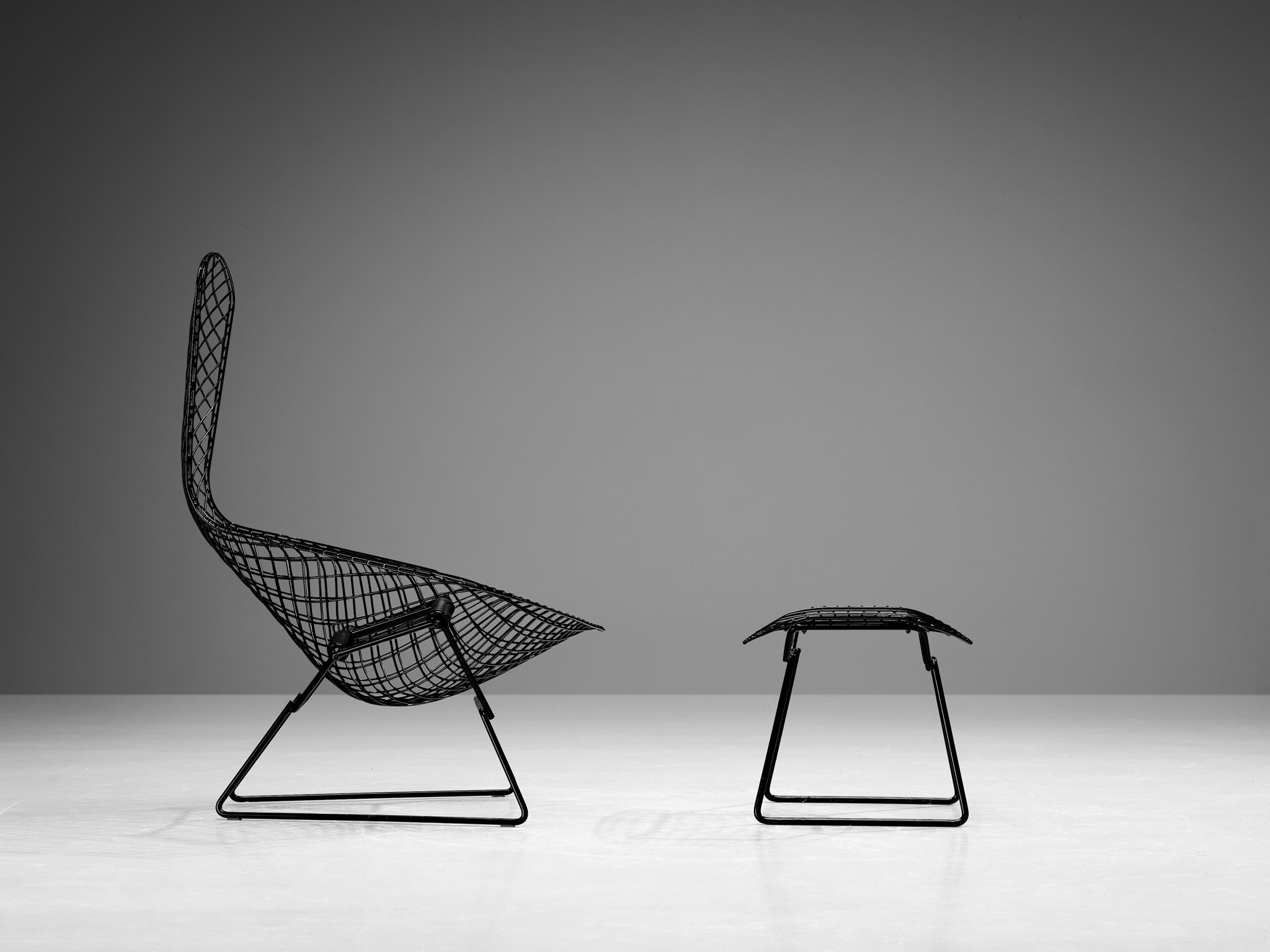 Mid-20th Century Harry Bertoia for Knoll 'Bird' Lounge Chair with Ottoman in Welded Steel  For Sale